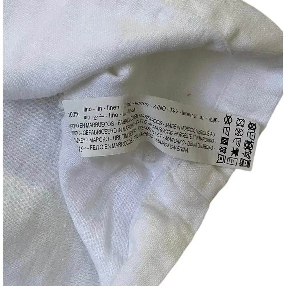 Zara White Linen Crop Top Women Size Large | 13-9 - Picture 4 of 6